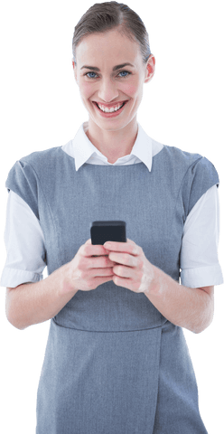 smiling businesswoman holding smartphone on transparent background - Download Free Stock Videos Pikwizard.com