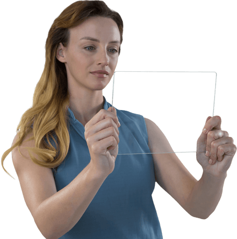 Businesswoman Holding Transparent Digital Tablet Display... - Download Free Stock Videos Pikwizard.com