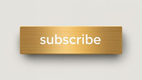 Gold Brushed Metal Subscribe Button with Rounded Bevel and Soft Shadow for CTA