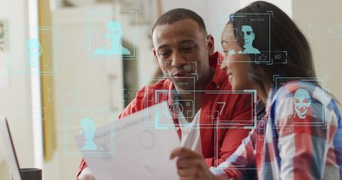 Digital Networking Concept with African American Professionals Discussion