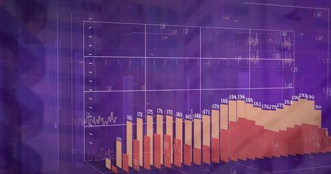 Futuristic 3D Bar Chart with Gradient on Digital Dashboard