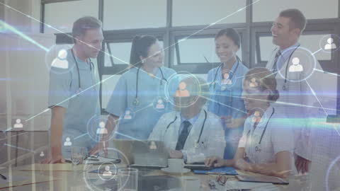 Healthcare Professionals Analyzing Data with Digital Network Concept