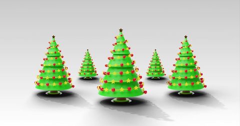 Digital 3D Spinning Christmas Trees on Grey Background - Download Free Stock Images Pikwizard.com