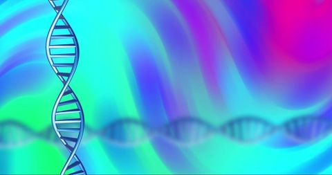 DNA Strands Over Vibrant Abstract Background Reflecting Biotechnology Theme
