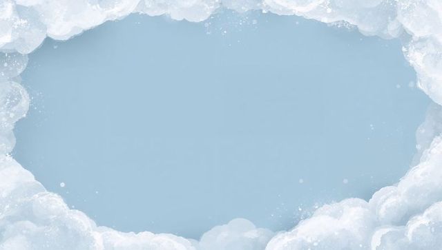 Soft watercolor cloud framing pale blue sky with sparkling vignette and negative space