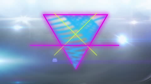 Neon Shapes with Light Trails on Abstract Background