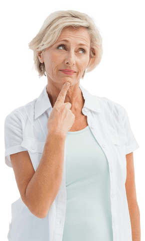 thoughtful transparent mature woman with hand on chin - Download Free Stock Videos Pikwizard.com