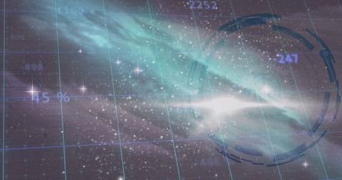 Futuristic Cosmic Visualization with Data and Technology Elements