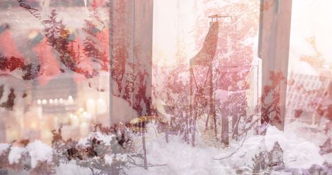 Cozy Winter Double Exposure with Christmas Warmth