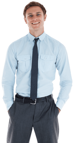 Smiling Businessman in Shirt and Tie on Transparent Background