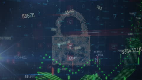 Cybersecurity Data Encryption Animation with Digital Padlock