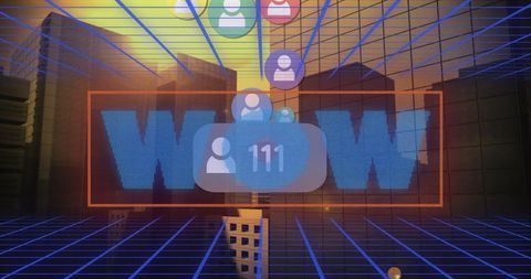 Vibrant Digital Cityscape with Social Media Features - Download Free Stock Images Pikwizard.com