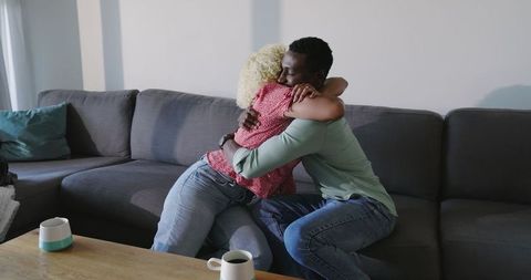 Embracing Couple Sharing Warm Consolation and Tender Moments Together