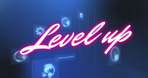 Level Up Concept with Global Data and Digital Interface - Download Free Stock Images Pikwizard.com