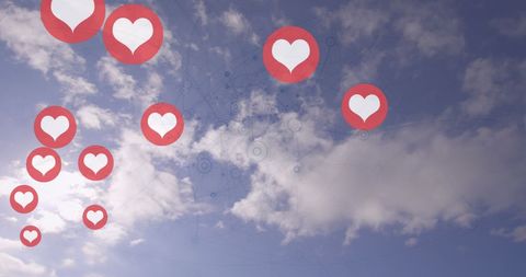 Social Media Icons Circling in Bright Sky
