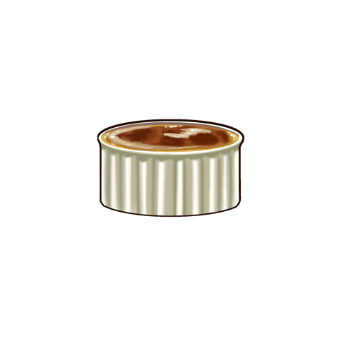 Fluted Ramekin Filled with Caramelized Sugar on Transparent Background