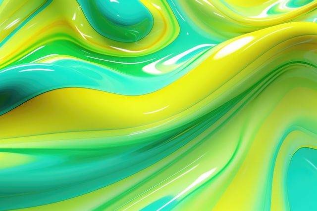 Abstract gradient waves with green and yellow hues creating a fluid, dynamic texture. Perfect for use in modern art, digital backgrounds, website designs, publications, or any creative project that requires a vibrant and energetic look.