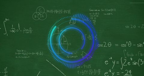 Digital Interface Examines Mathematical Equations on Chalkboard