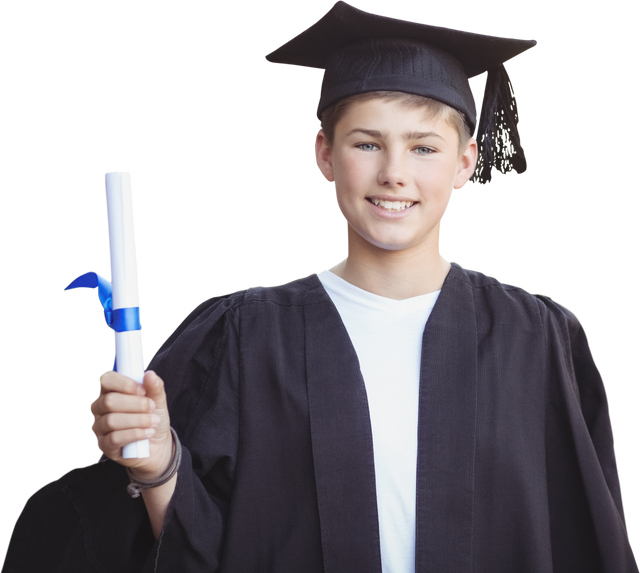 Transparent Image of Graduation Youth Holding Diploma with Cap and Gown - Download Free Stock Videos Pikwizard.com