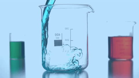 Animated Reagent Pouring into Laboratory Glassware
