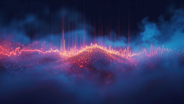 Futuristic Neon Digital Waveform in Cyber Space