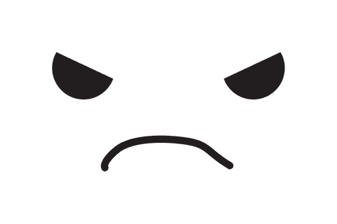 Bold angry face emoji on transparent background for mood symbols