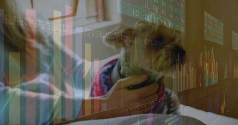 Remote Work: Woman Engaging with Digital Finance Data at Home