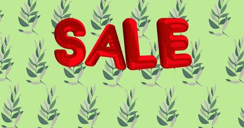 Red Balloon Sale Text over Moving Floral Background