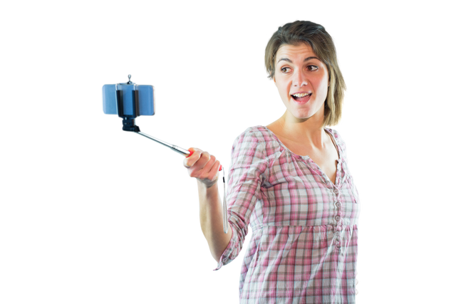 Woman Taking Selfie with Mouth Open Using Transparent Background - Download Free Stock Videos Pikwizard.com