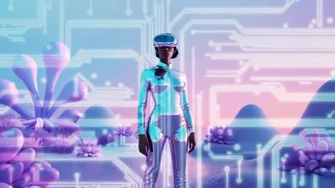 Woman in Futuristic Suit Exploring Virtual Reality