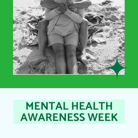 Mental Health Awareness: Senior Couple Relaxing on Beach