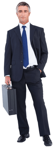 Transparent Businessman with Suitcase Confident Pose