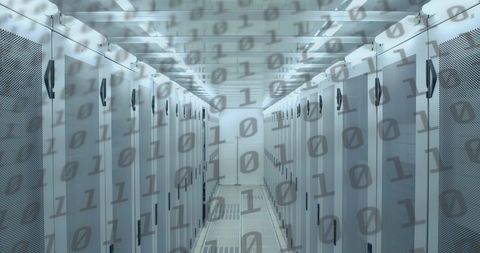 Binary Code Overlaying Modern Data Center Servers - Download Free Stock Images Pikwizard.com