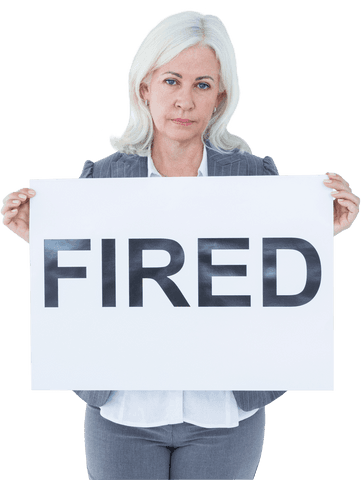 upset businesswoman holding fired sign transparent background - Download Free Stock Videos Pikwizard.com
