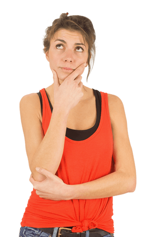 pondering woman in red tank top on transparent background - Download Free Stock Videos Pikwizard.com