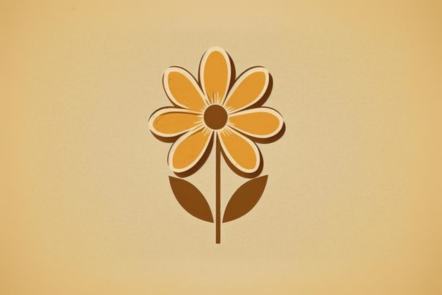 Flower with orange petals on green background, created using generative ai technology. Retro, nature and flower concept.