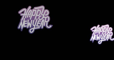 Festive Happy New Year Text in White and Purple on Black - Download Free Stock Images Pikwizard.com