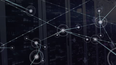 Digital Network Connections Over Server Racks
