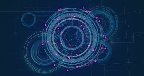 Futuristic Digital Network Interface with Glowing Nodes - Download Free Stock Images Pikwizard.com