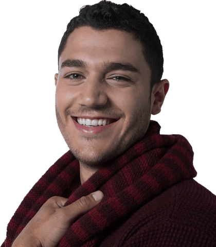 Smiling Hispanic Man in Checkered Scarf Posing Silently Transparent Background - Download Free Stock Videos Pikwizard.com