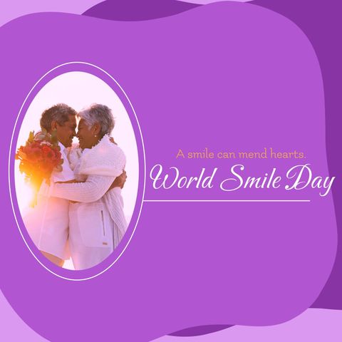 Senior Couple Embracing on World Smile Day