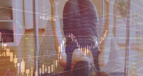 Financial Data Animation Overlaid on Office Scene