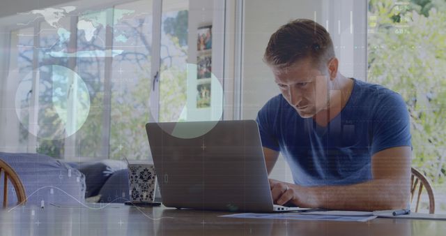 Businessman Analyzing Data on Laptop in Home Office - Download Free Stock Images Pikwizard.com