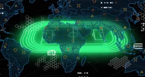 Global Cybersecurity Data Visualization Map with Network Connectivity