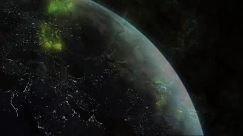 Earth from Space with Glowing Atmospheric Phenomena