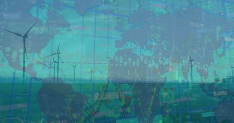 Renewable energy and global technology interface background