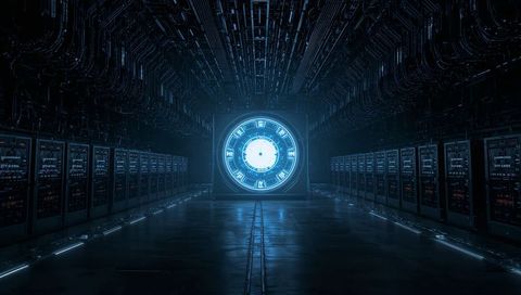 Futuristic energy portal in high-tech data center