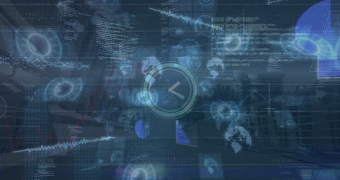 Digital Data Processing Overlay on Cityscape Concept