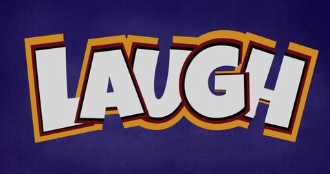 Comic Style Word 'Laugh' on Purple Background