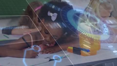 Children in Classroom Collaborating on Creative Learning Project